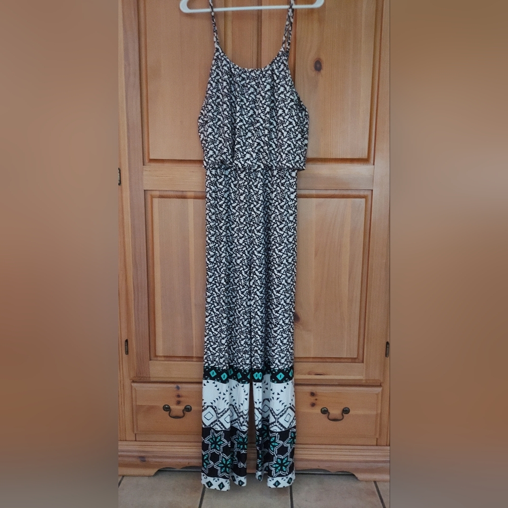 Black/White/Teal Jumpsuit